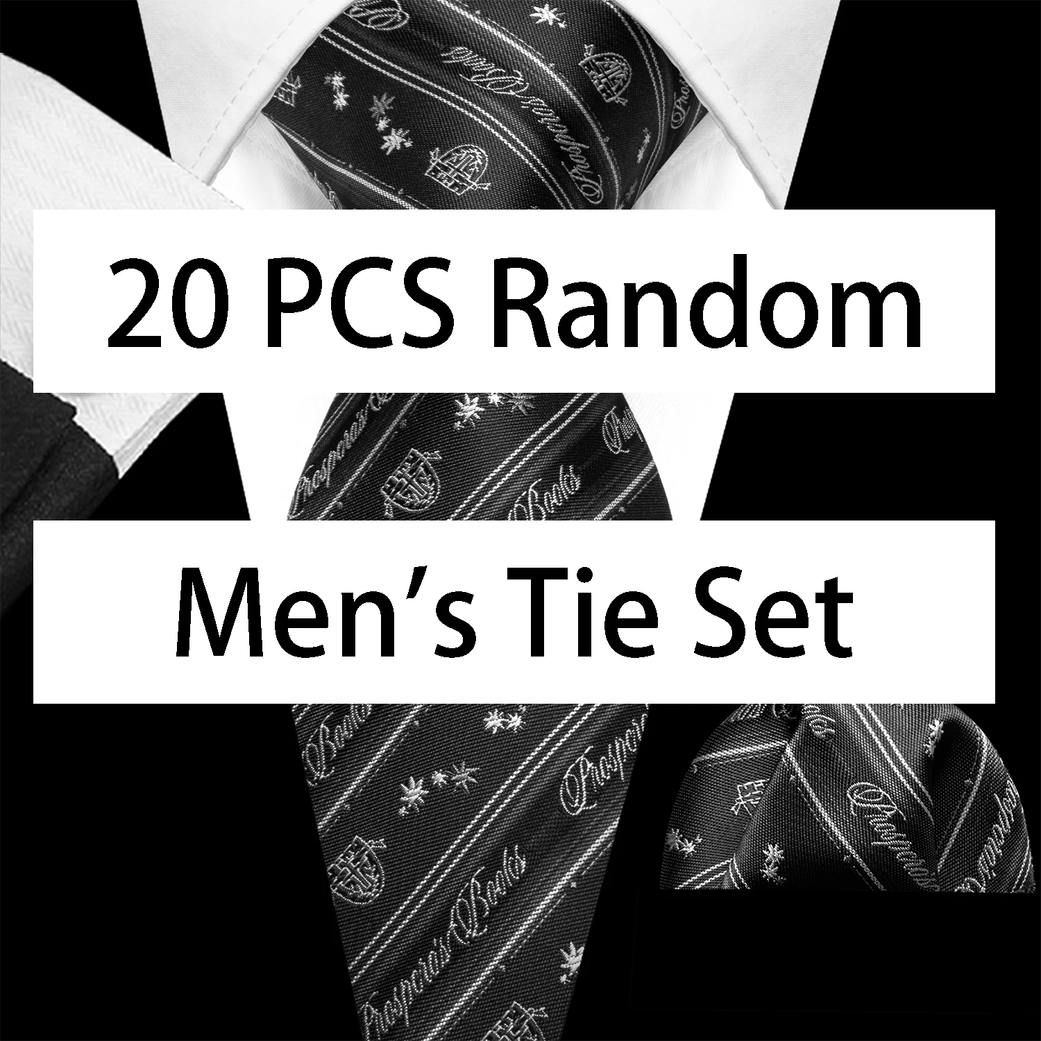 

20 pcs Random Mens Tie Hanky Cufflink Set for Business Party Wedding Christmas 20 pieces