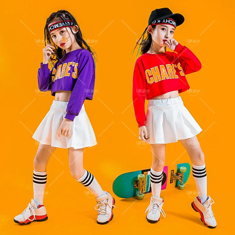 Children's Dance Hall Costumes, Street Dance Costumes, Hip-hop Skirts, Fashionable Shirts, Girl Costumes, Jazz Dance Costumes