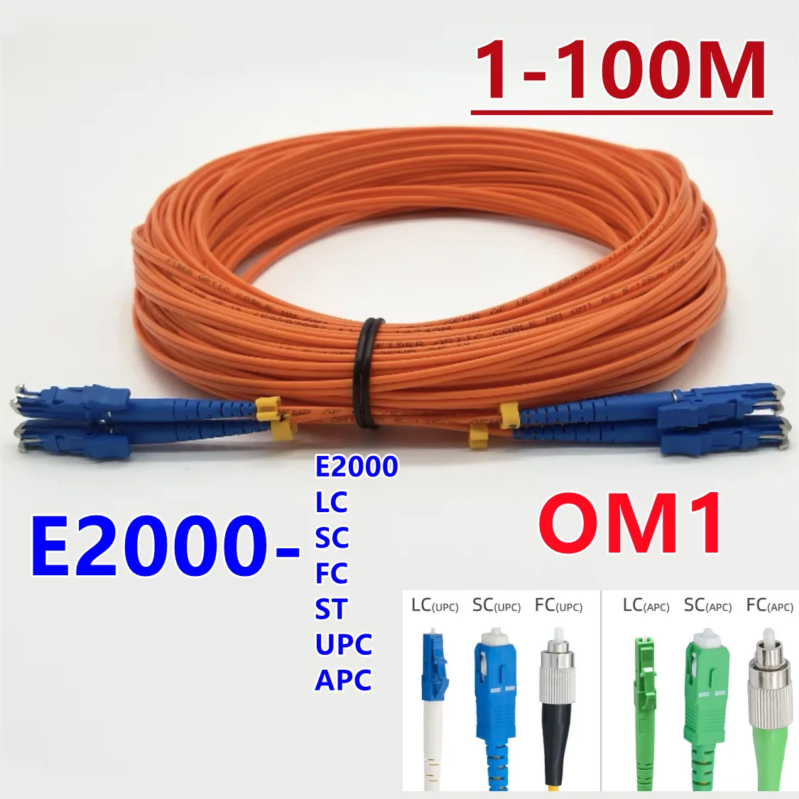 

OM1 1M-100M E2000 patchcord duplex LC FC ST APC MM 5m 10m 3m 7m 20m 30m 40m 50m 100m fiber optic jumper DX E2000 Multimode