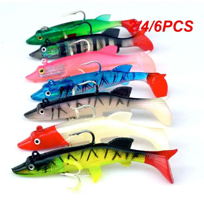 2/4/6PCS Lure Bait Soft Fish Sharp Hook Length 9.5 Cm Soft Bait Fishing Gear Fake Fish Bait Beautiful Swimming