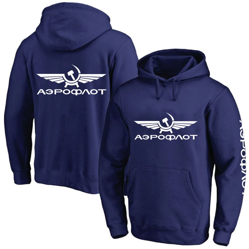 2024 Aeroflot Aviation Russe Pilote New Printing Men Spring and Autumn Solid Color Pullover Hoodies Loose Fashion Hooded Tops