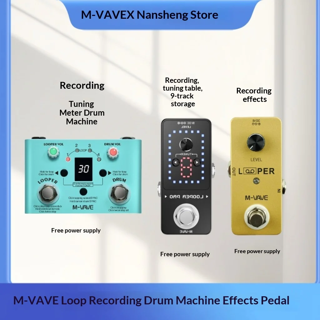 M VAVE Looper Effect Pedal Drum Machine Tuner 9 Tracks Overdub Loop Recording For Guitar Bass Performance