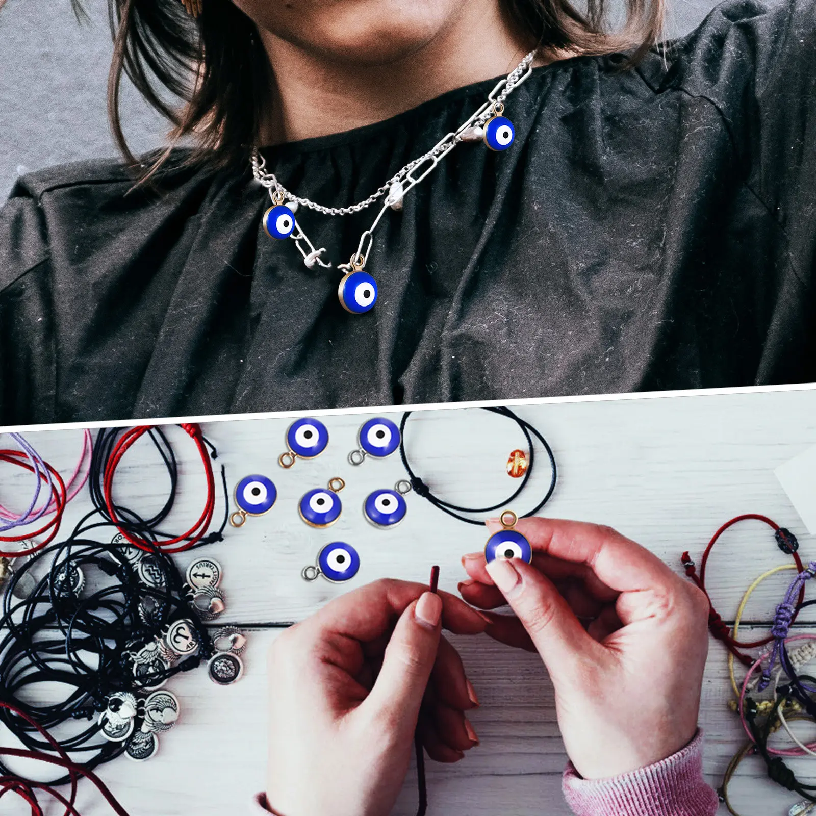 

60Pcs Auspicious Evil Eye Beads for DIY Necklace Bracelet Keychain Jewelry Making Kit Evil Eye Beads Jewelry Pendants