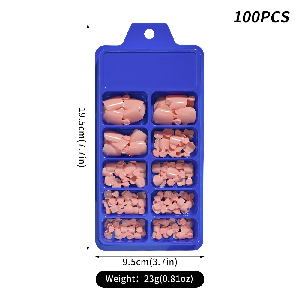 100 шт. Короткие квадратные однотонные накладные ногти 10 размеров телесного/розового/белого цвета полный Чехол искусственный носок искусственный пресс на ногу & * #