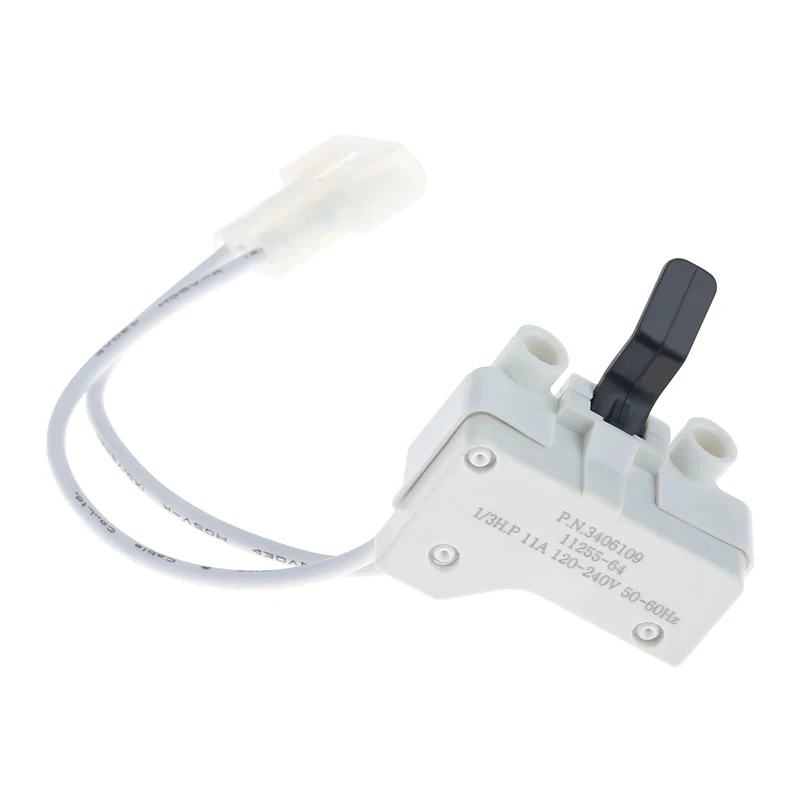 

3406109 Пластиковый дверной переключатель сушильной машины подходит для сушилки Sears Maytag заменяет 3405100 3405101 PS11741701 WP3406107VP