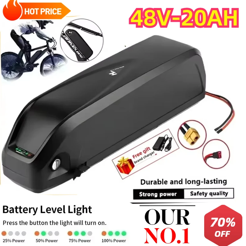 Original E-Bike Battery 48V Hailong 30A BMS Electric Bicycle Downtube Lithium Battery Pack for 250W 500W 750W 1000W Motor Kit