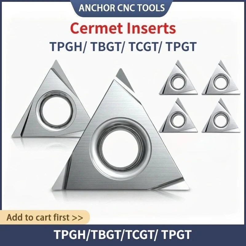 Triangular Cermet Turning Inserts TBGT06 TPGH08 TCGT11 TPGT09, High Surface Finish Lathe Inserts for 45 Carbon Steel