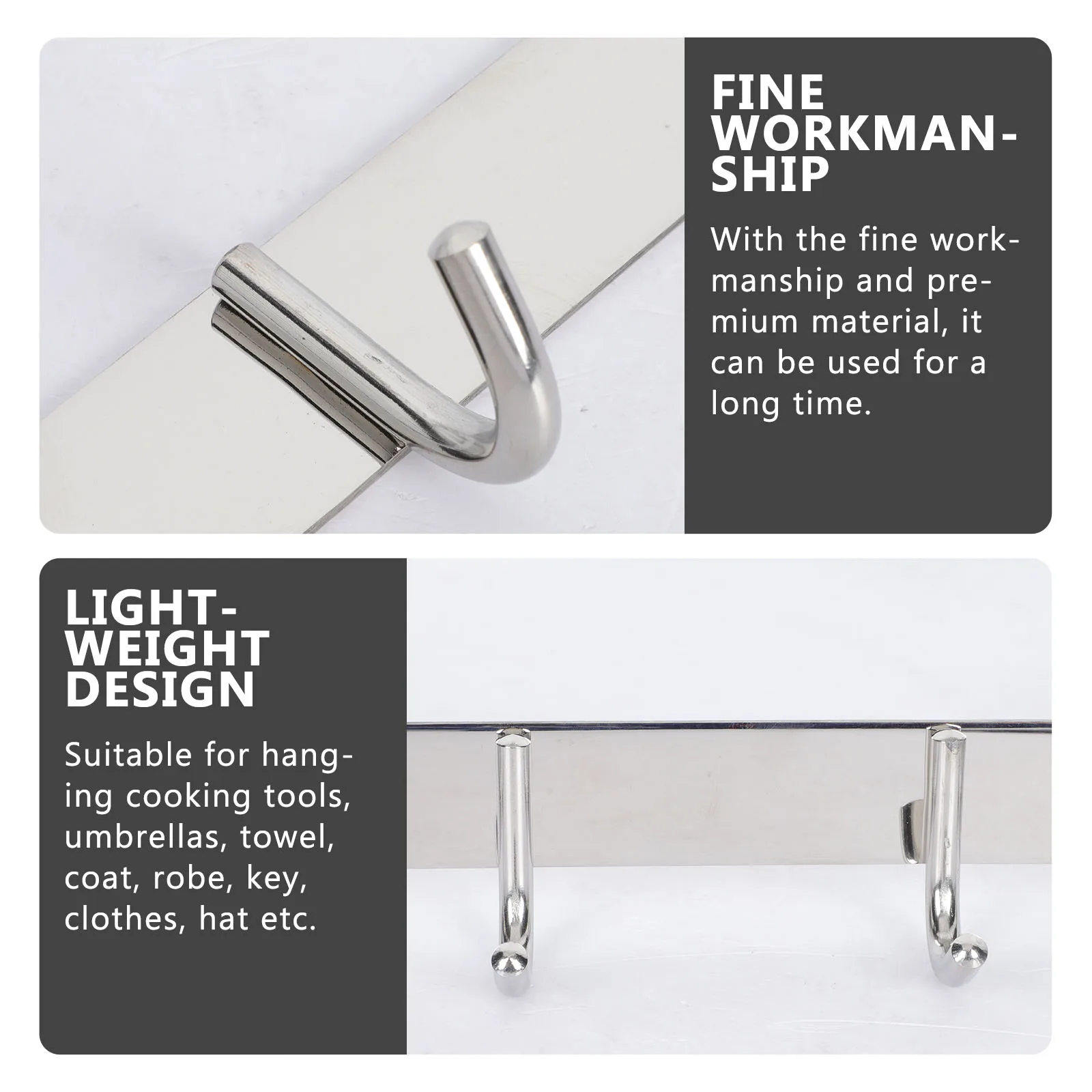

Stainless Steel Clothes Hook Wall Hangers Towel Household Multi function 304 Punch Free Rust Proof Kitchen Bathroom Bedroom
