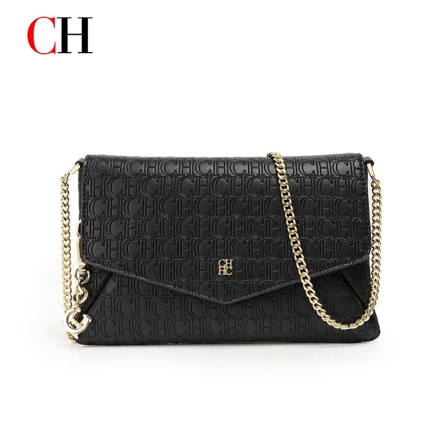 CH Women's Letter Print Flap Crossbody Bag Elegant Chain Shoulder Handbag Envelope Purse Fashion Commuter Clutch for Daily Use