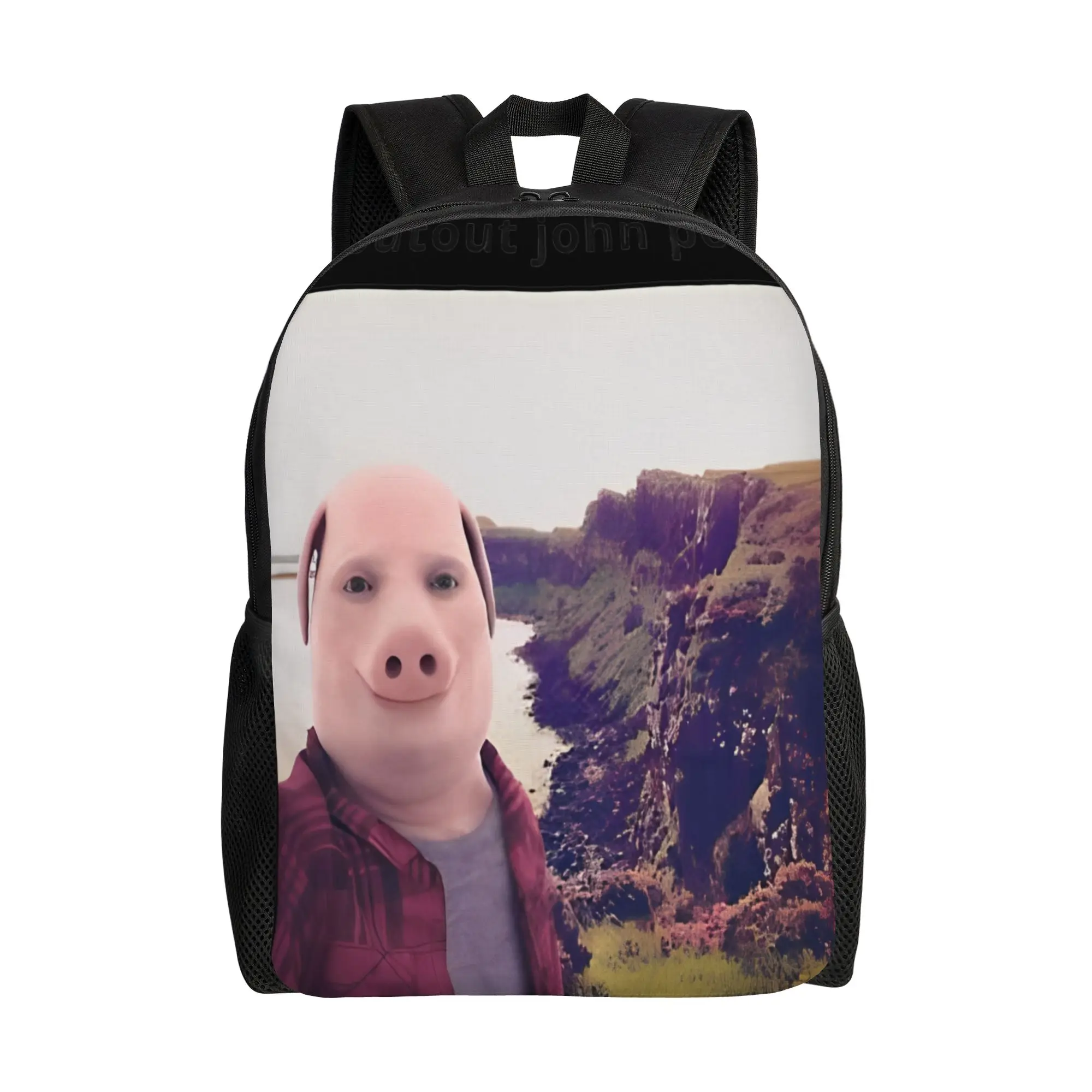 John Pork Is Calling Answer Call Phone Pig Backpack  Workout Backpacks Boy Colorful Soft High School Bags Kawaii Rucksack