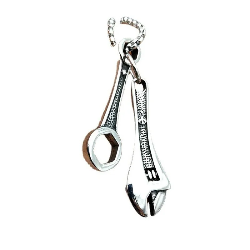 Vintage Titanium Steel Men's Fashion Necklace Motorcycle Wrench Tool Pendant Necklace Punk Hip Hop Personality Jewelry
