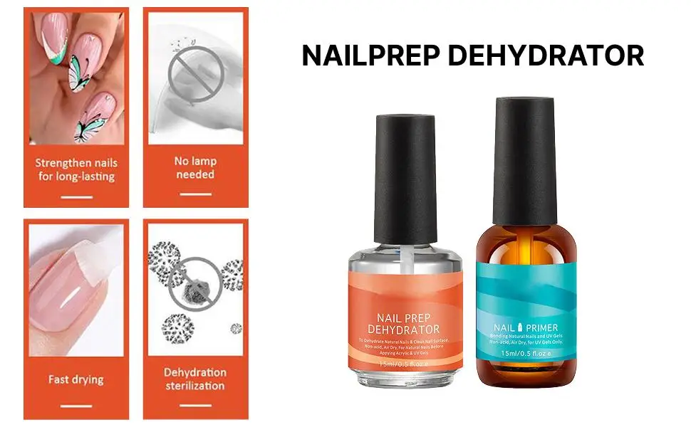 

Nail Prep Dehydrator and Primer Set Multi Size Liquid Quick Dry Nail Gel Kit for Manicure Supplies