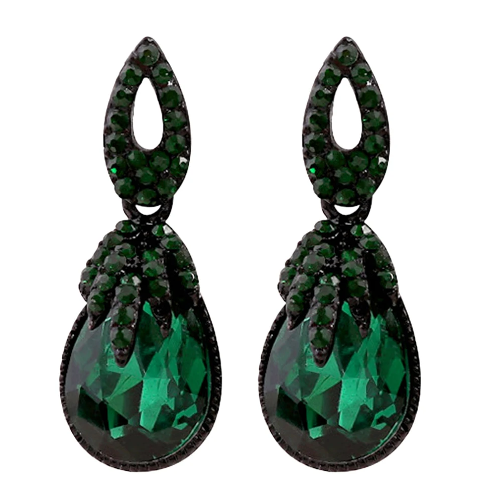 

Boho Earrings Rhinestone Jewelry for Women Cute Dangle Crystal Alloy Fashion Bride Green Ear Drop Accessories Trendy Bohemian