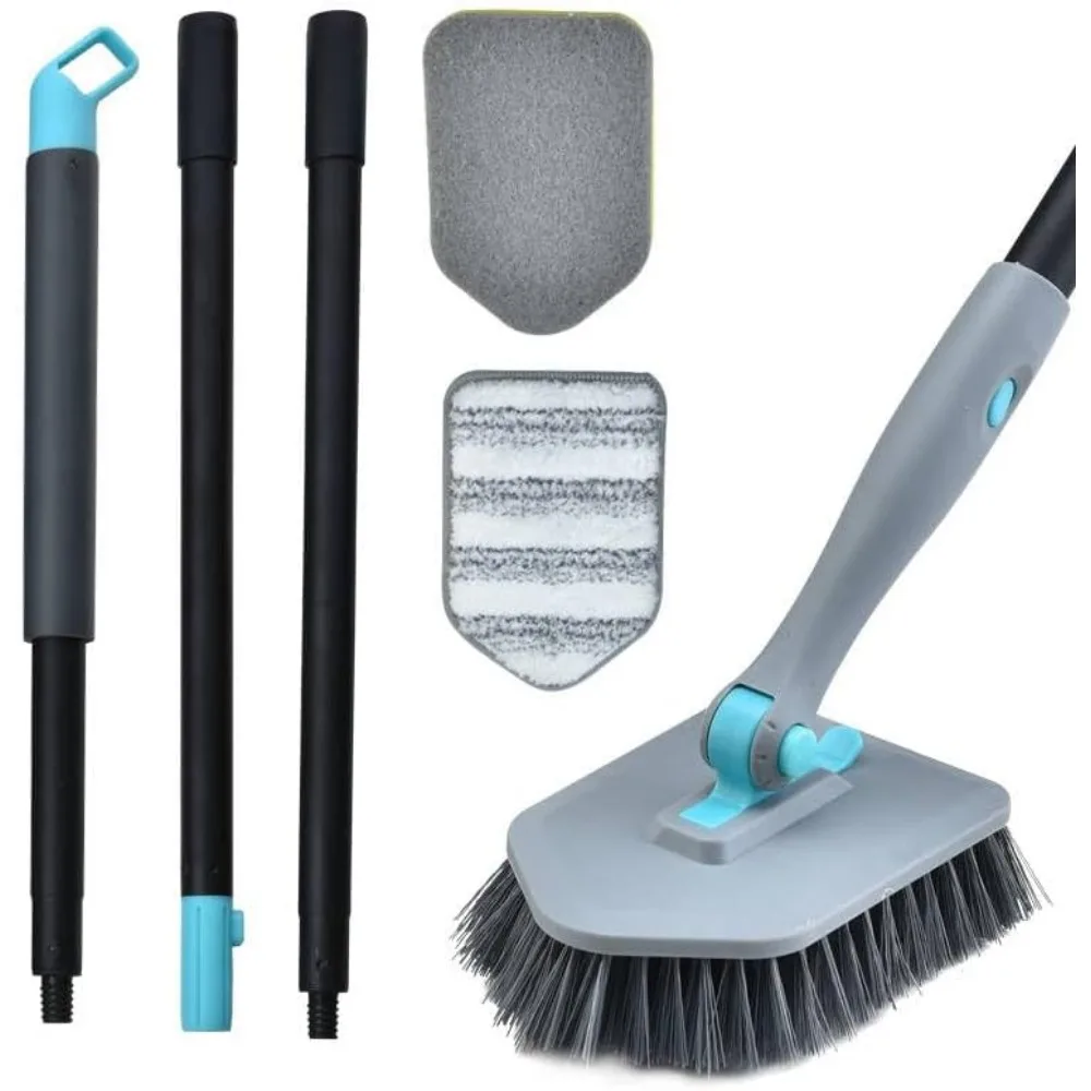 

Щетка-скраб с длинной ручкой для душа, щетки для чистки 3-в-1 с 3-различными чистящими насадками, щетка для чистки душа b