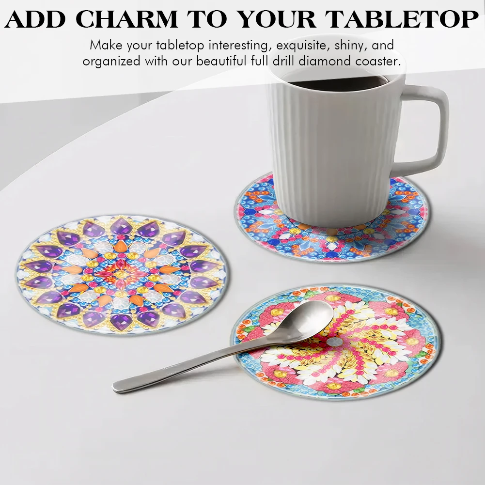 

6PCS Special Shape Diamond Painting Art Coaster Kit Acrylic Diamond Painting Coasters Kits Washable Diamond Painting DIY Coaster