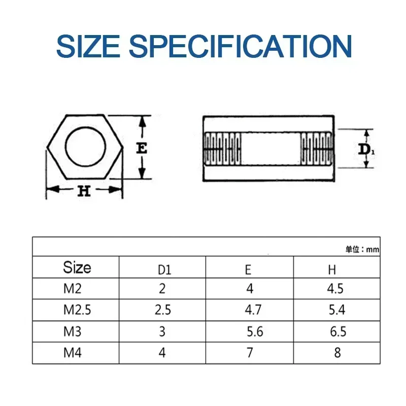 200 stks Wit Nylon Hex Standoff Spacer Vrouw-vrouw M2 M2.5 M3 M4 L = 5 ~ 30mm 10mm 15mm 22mm voor Printplaten Kolom