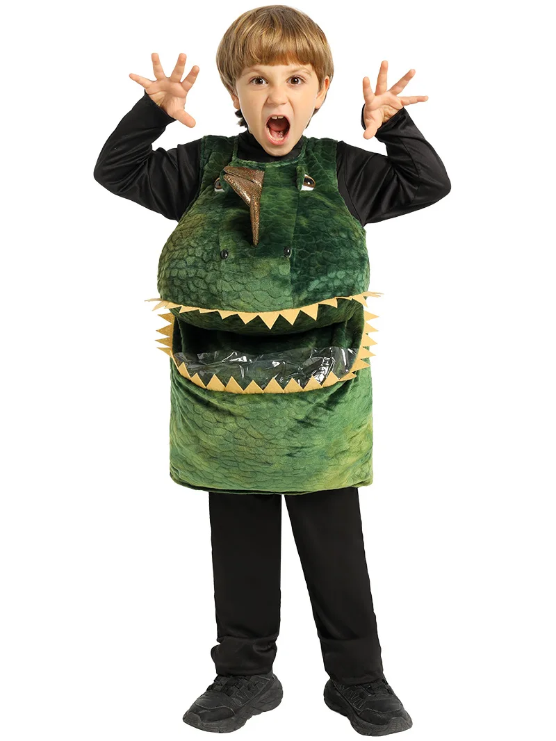 Disfraz de Halloween, disfraz deportivo de dinosaurio, disfraz de muñeca, juego de rol, Cosplay para niños, cabeza de dinosaurio verde