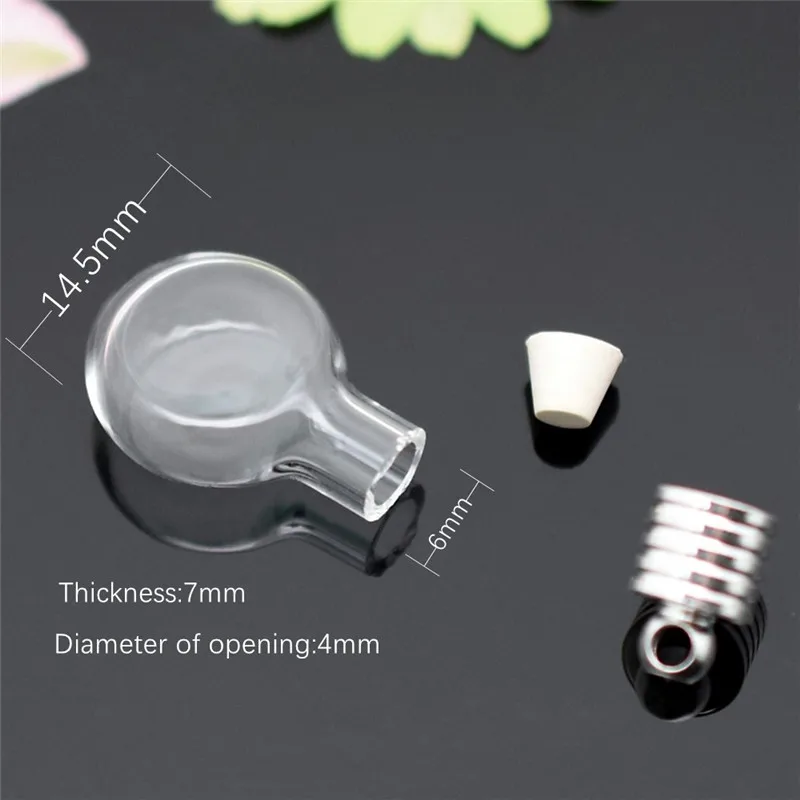 1 قطعة المعلقات قارورة زجاجية فضية اللون اسم غطاء على فن الأرز المواد اليدوية