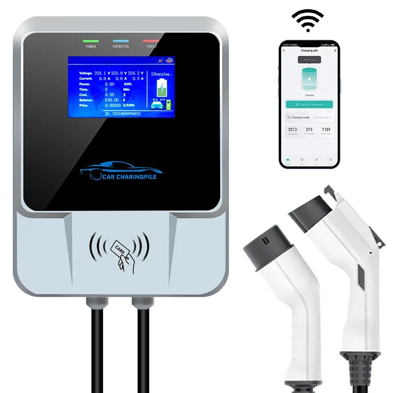 ID4 Wallbox EV Charger7kw With Wifi APP EV Charger OEM X8 IP65 Tesla Nema Gen 2 Mobile Connector Smart Adapter LEVEL 2 / Mode 2