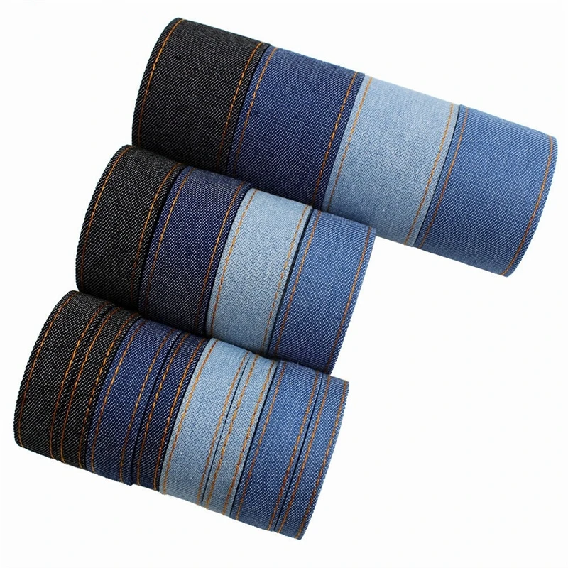 1m Cowboy Jeans Fabric Tape Solid Denim Ribbon Bias Trim DIY Hair Bow Chocker Craft Material