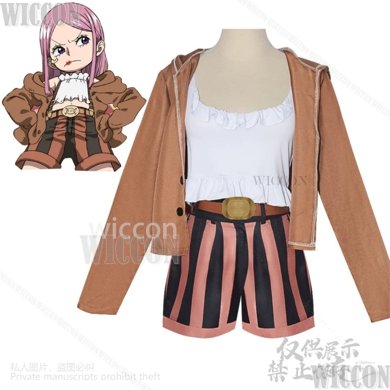 Jewelry Bonney Anime Cosplay Costume Cool Girl Roleplay Uniform Short Coat Pink Wig Woman Halloween Christmas Suit Customized