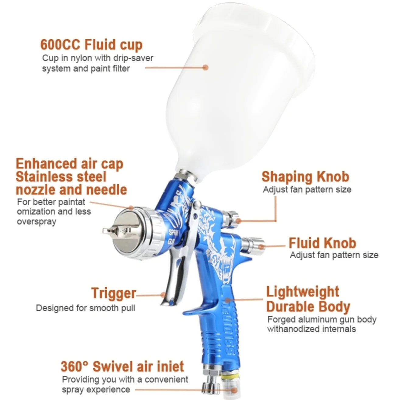 600 мл DeviDiss pro LITE GTE20 1,3 мм пистолет-распылитель высокого давления Профессиональный автомобильный аппликатор краски