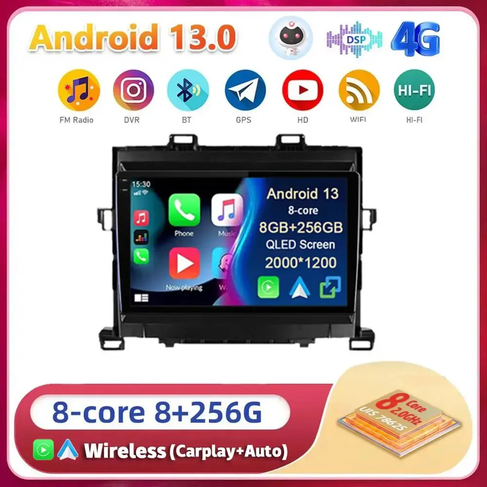 

Android13 For Toyota Alphard H20 2008 -2014 Car Radio Android 10 Auto Carplay 4G WIFI GPS Navigation Multimedia Player DVD 2 Din