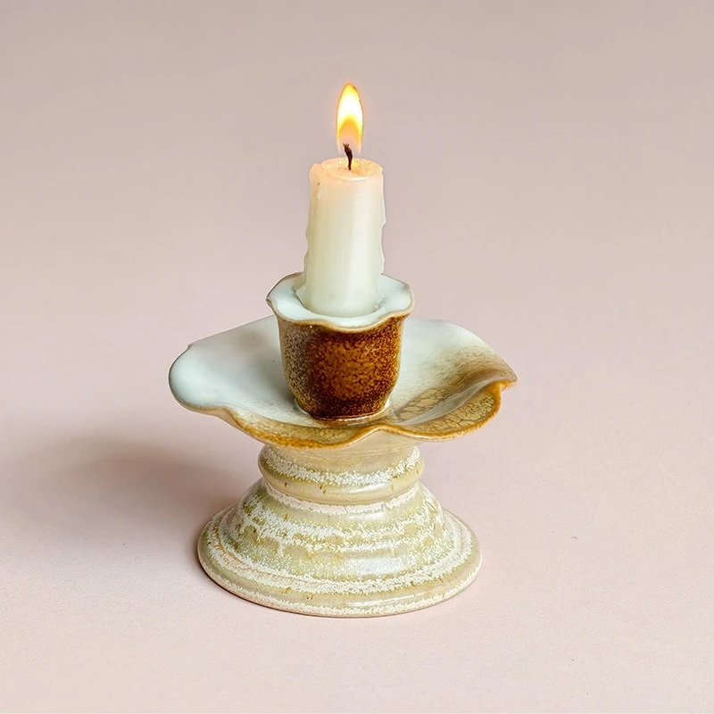 Vintage Flambé Glaze Ceramic Hanging Cat Hammock Wabi-Sabi Style Window Balcony Beside Bed Pet Sunning Rest Candle Stand