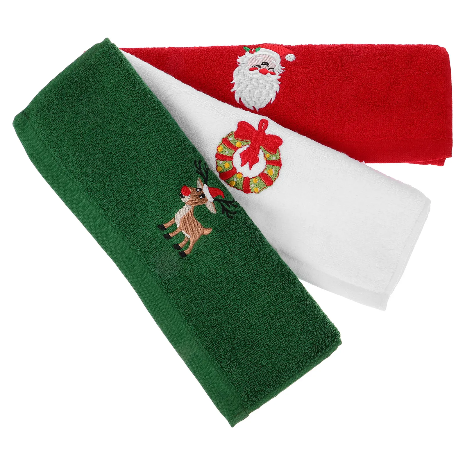 

3Pcs Exquisite Cotton Christmas Embroidered Towels Set Soft Hand Towels for Bathroom Decor