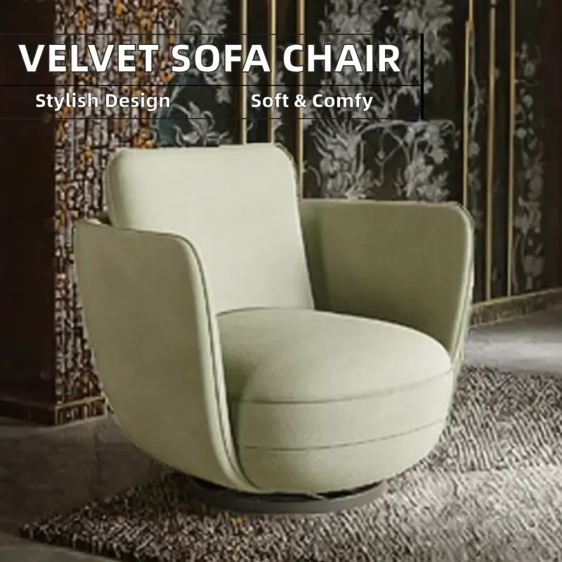 Modern Durable Single Sofa Chair Circular Soft Fabric Armchair for Home Furniture Dining Bedroom Easy Use Villa Living Room