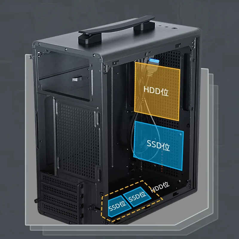 

Small M-ATX Chassis with Handle, Single Computer Case, Portable Desktop PC Enclosure, Compact Design, Easy to Carry