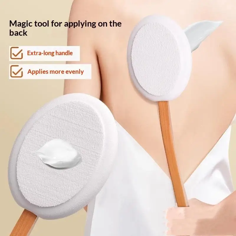 Multi Function Wooden Long Handle Back Applicator For Sunscreen Lotion Ointment Body Shower Brush Skin Care Accessory