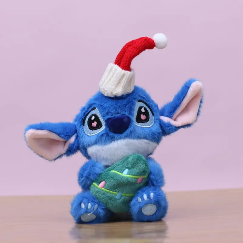 Disney Stitch Plüschtier im Weihnachtsstil, Puppenschlüsselanhänger, süßer Stofftier-Taschenanhänger, Weihnachtsgeschenk für das neue Jahr, Geburtstagsgeschenk