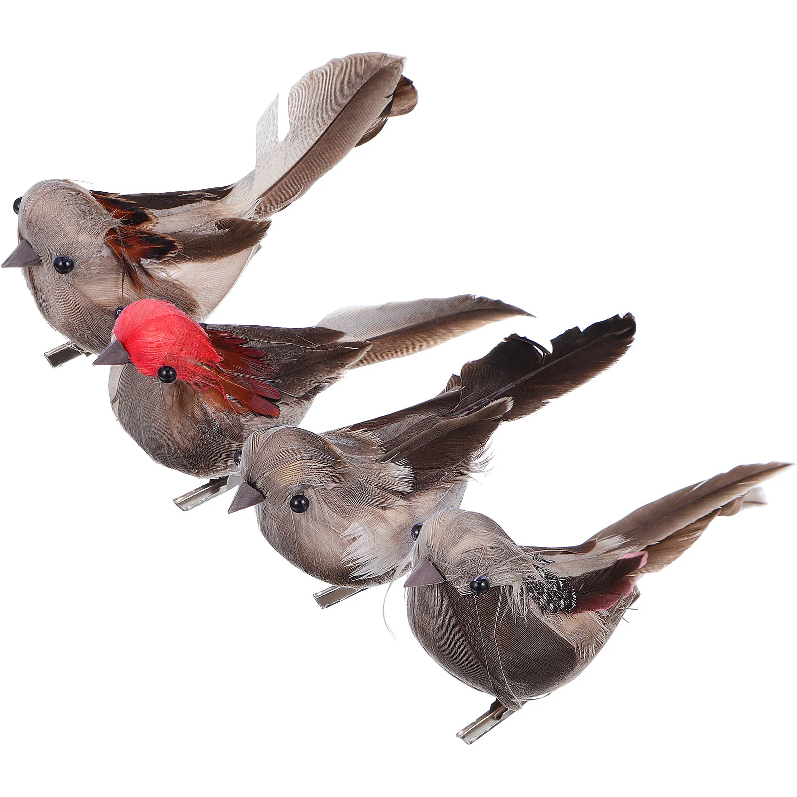 

4Pcs Artificial Feathered Birds Vivid Lifelike Bird Ornaments Decoration Props Home Garden Party Christmas Easter