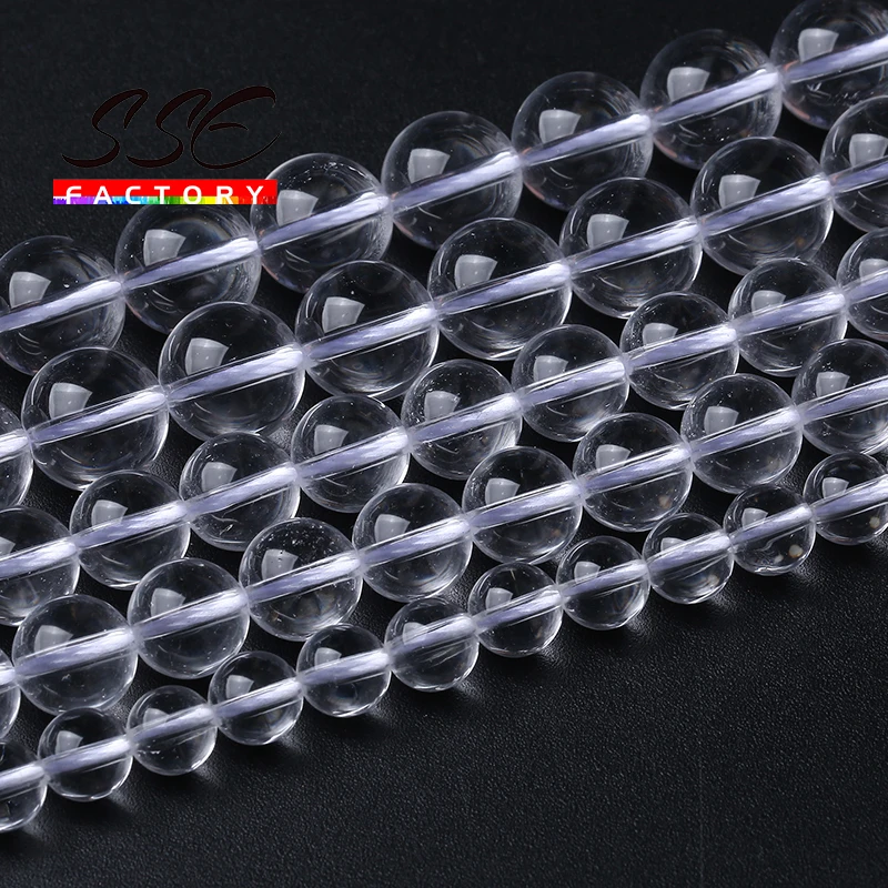 

7A Clear Natural White Crystal Quartz Beads For Jewelry Making Round Loose Beads DIY Bracelet Accessories 4 6 8 10 12mm 15" Inch