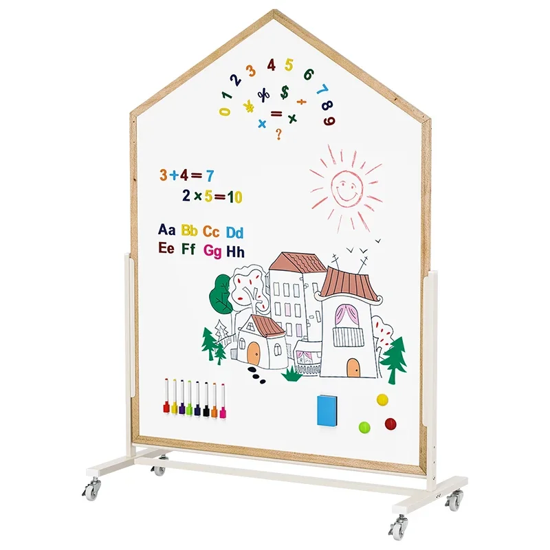 Children's drawing board double-sided magnetic movable bracket easel baby home graffiti whiteboard erasable blackboard