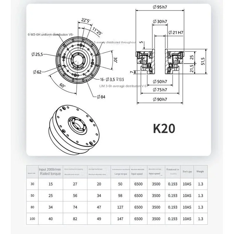 Wxk32-100 Harmonic Reducer Collaborative Automation Industrial Robot Robot Arm Joint Hollow Transmission Precision Reducer