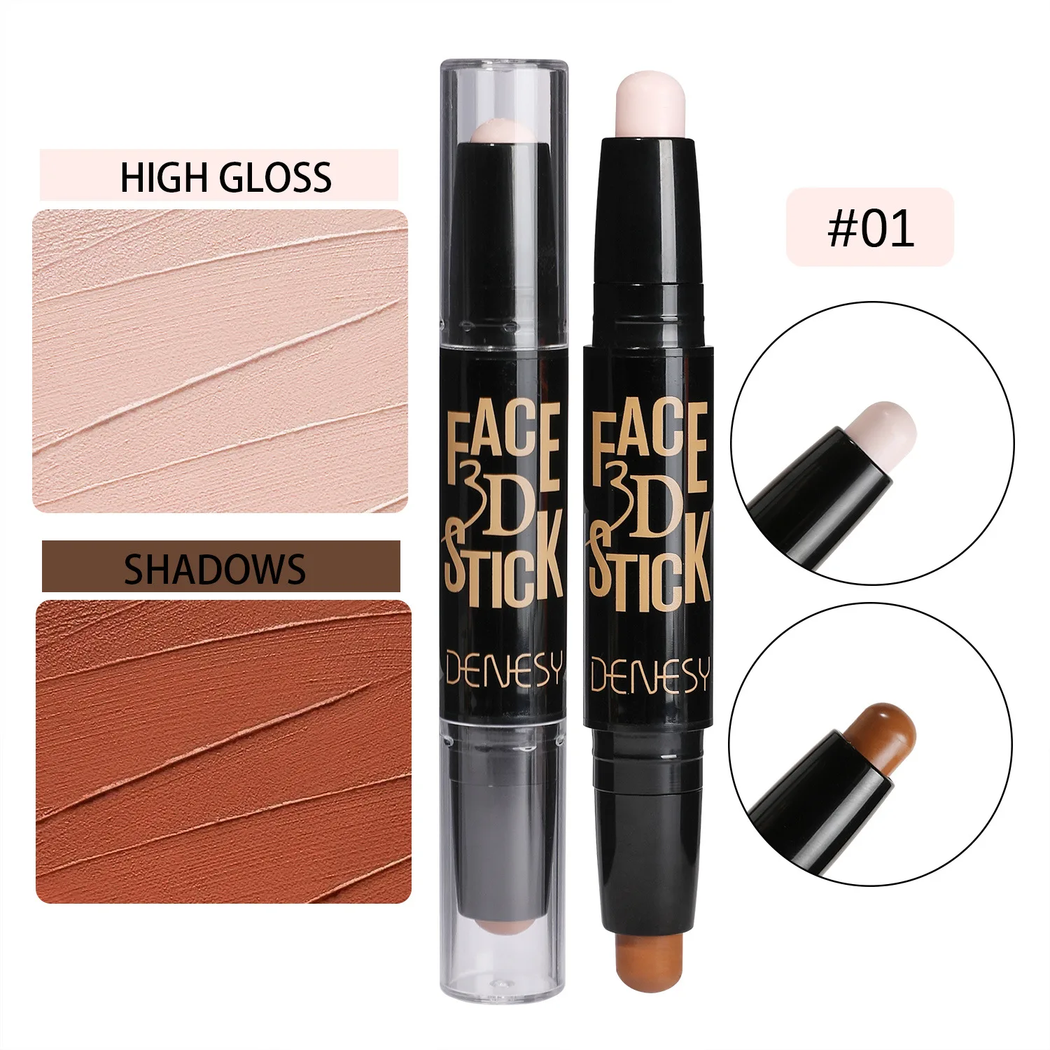 Highlight and Contour Stick,Dual-Ended Full Coverage Wonder Stick,Color Corrector Concealer Stick,Shadow Cream Pen Makeup Stick