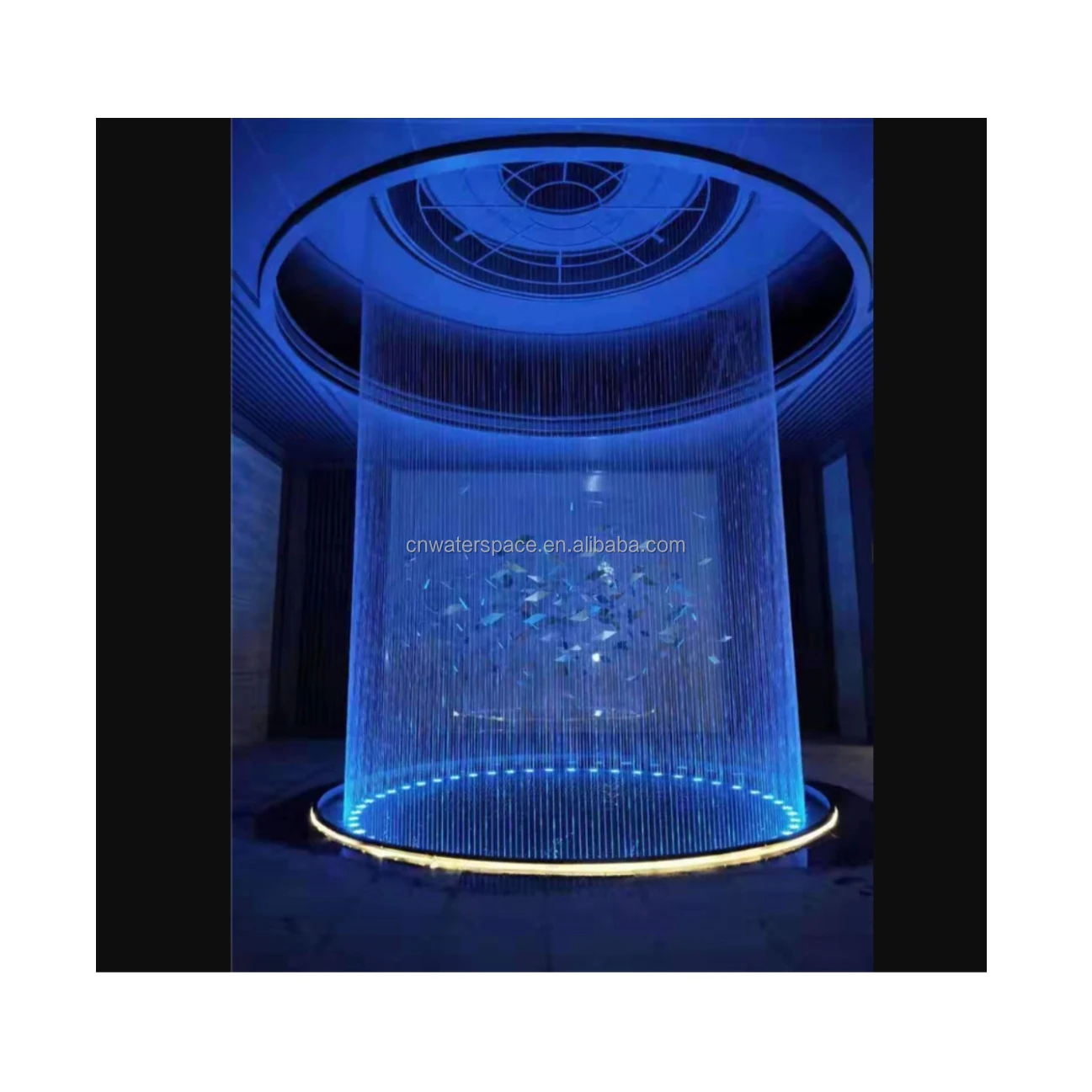 

Energy Saving LED Waterfall Fountain Light Indoor Outdoor, Remote Control Modern Water Curtain for Patio Yard Wall Decor