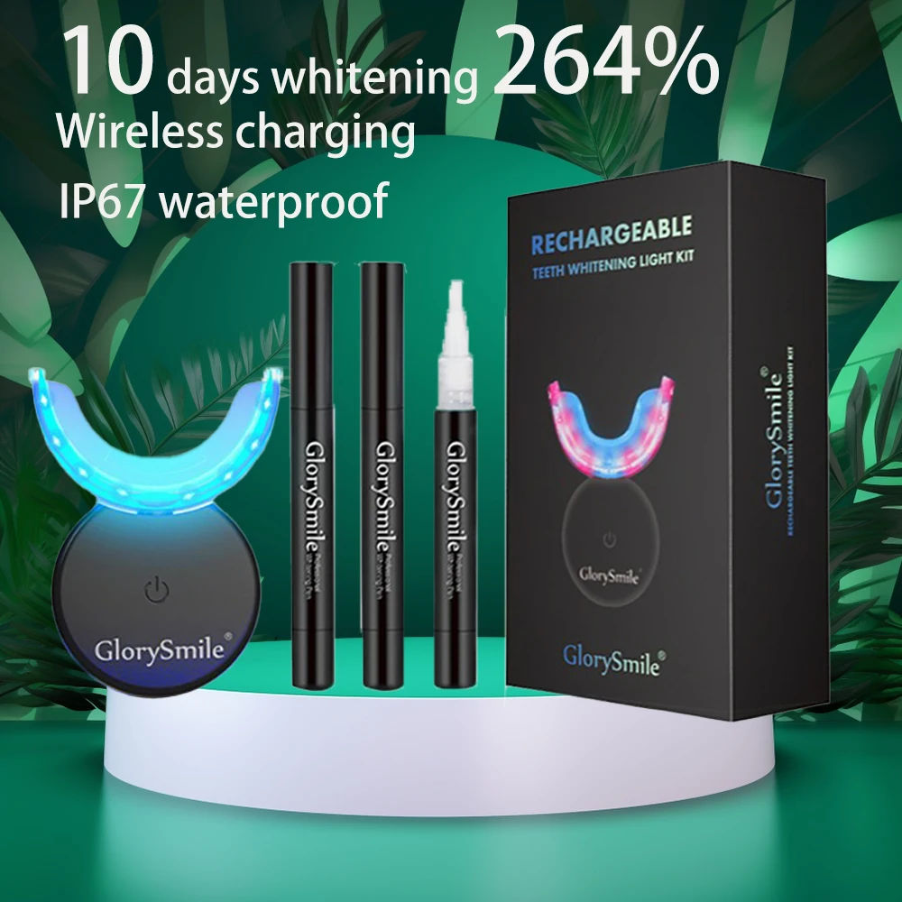 Kit de blanqueamiento Dental con carga inalámbrica IP67, resistente al agua, blanqueamiento Dental con peróxido de 44%, equipo Dental blanco, luz LED