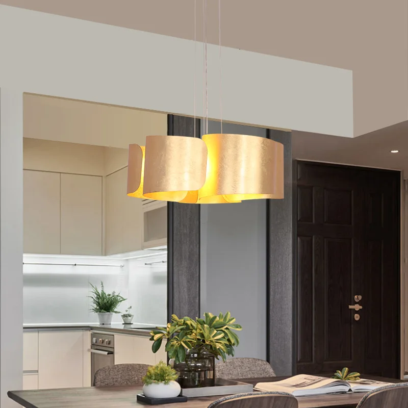 ما بعد الحداثة الذهب الفاخرة مقهى مطعم الفن نموذج غرفة المعيشة غرفة نوم شرفة الممر جينبو الديكور E27 قلادة ضوء #1