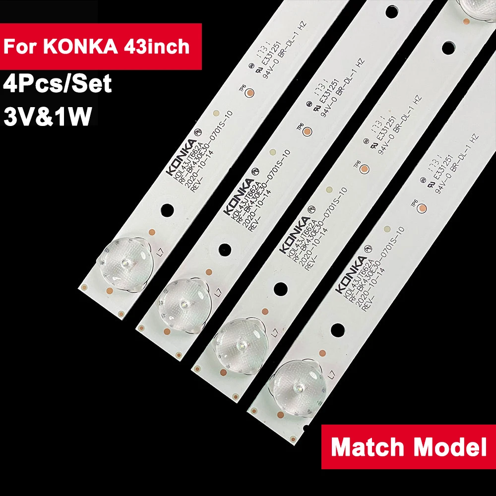 

800mm 3V 4Pcs/Set Backlight Led Tv Bar Strip For KONKA 43inch SZKK43D07-ZC22AG-02 LED43X7 LED43GM1 303SK430042 LED43S1 LED43E330