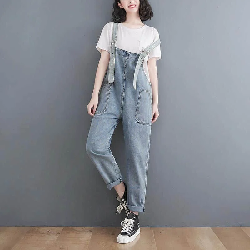 

Denim Jumpsuits for Women High Waisted Wide Leg Pants One Piece Outfit Women Rompes Loose Korean Style Casual Vintage Overalls