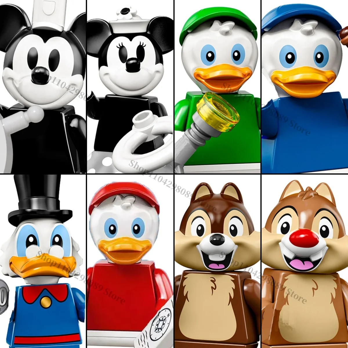 

Disney WM6066 cartoon anime characte Mickey Chip Dewey building blocks children's mini brick toys holiday birthday gifts