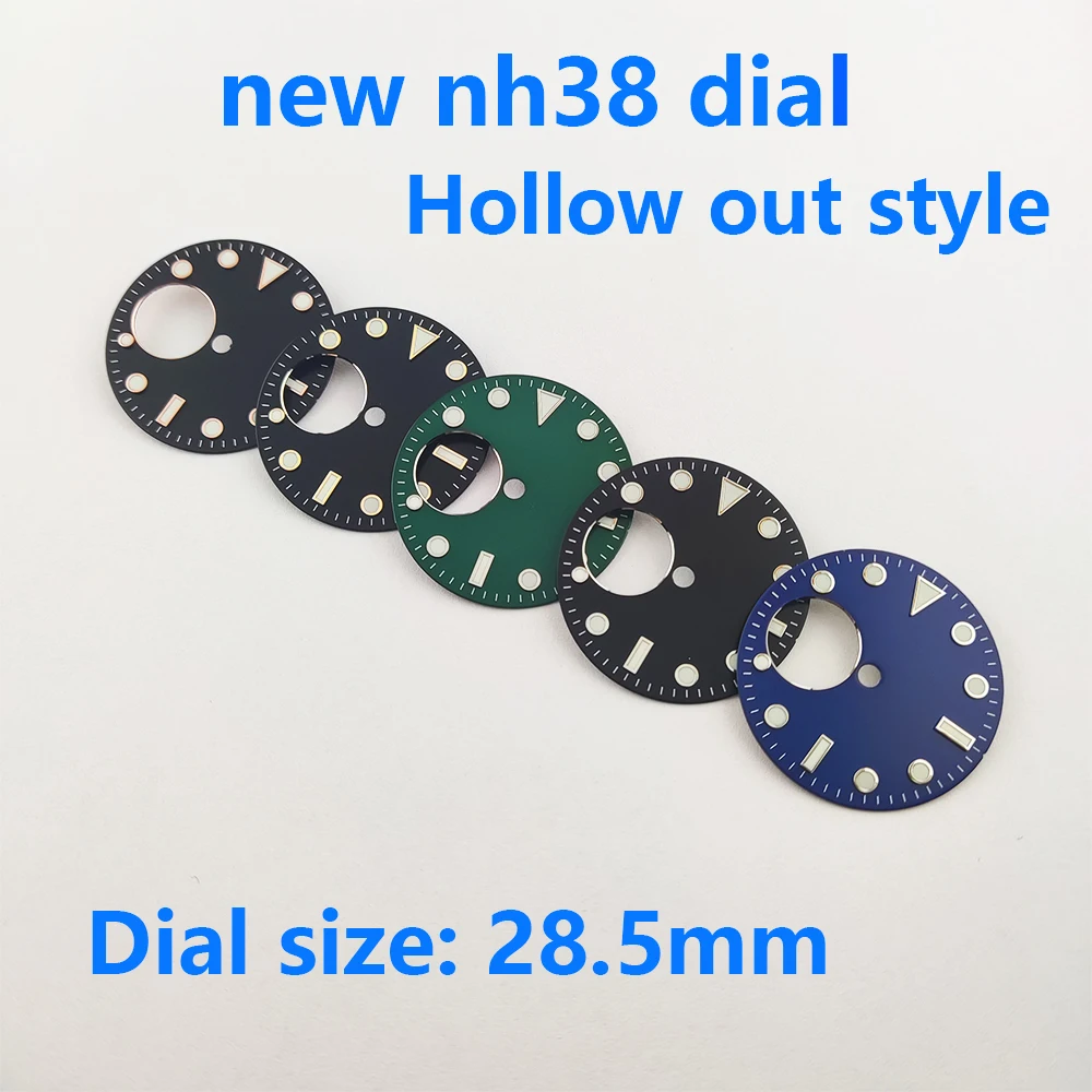 

New nh38 watch dial 28.5mm hollow out style watch accessories Man watch dial suitable for NH38 Movement Mechanical Watch Face