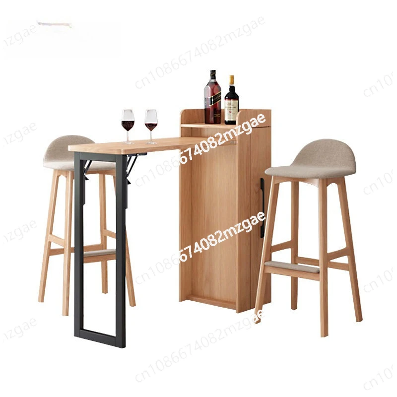 Flip-down Folding Table Hidden Bar Cabinet Support Shelf Bookcase