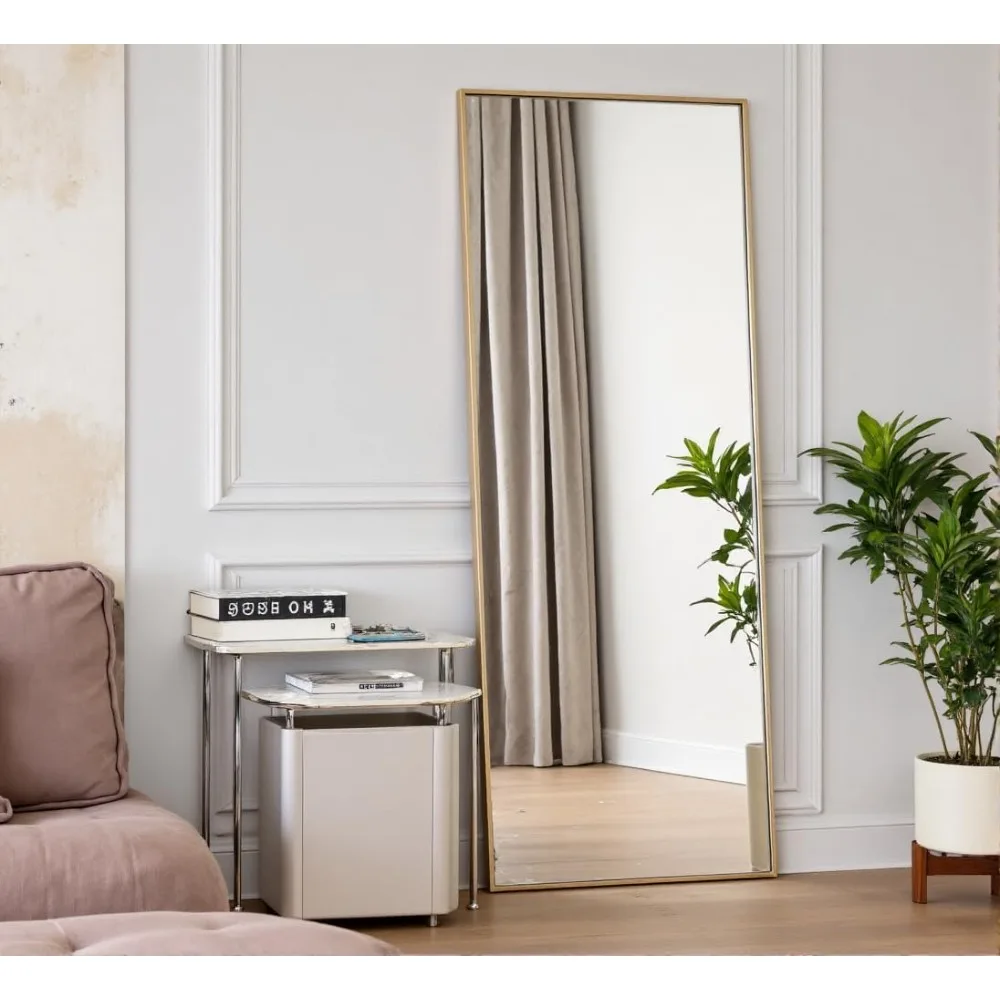 Espelho de parede de comprimento total com suporte, 70x26, ideal para quarto e sala de estar, uso versátil de suspensão ou permanente