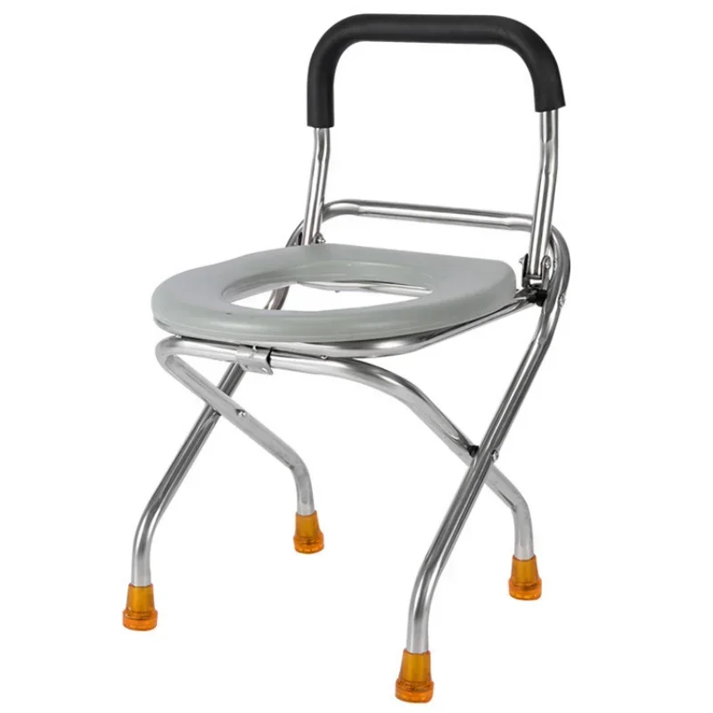 Bold Reinforce Bathroom Stool Stainless Steel Toilet Stool Convenient Folding Bath Seat Stable and Comfortable Shower Chair