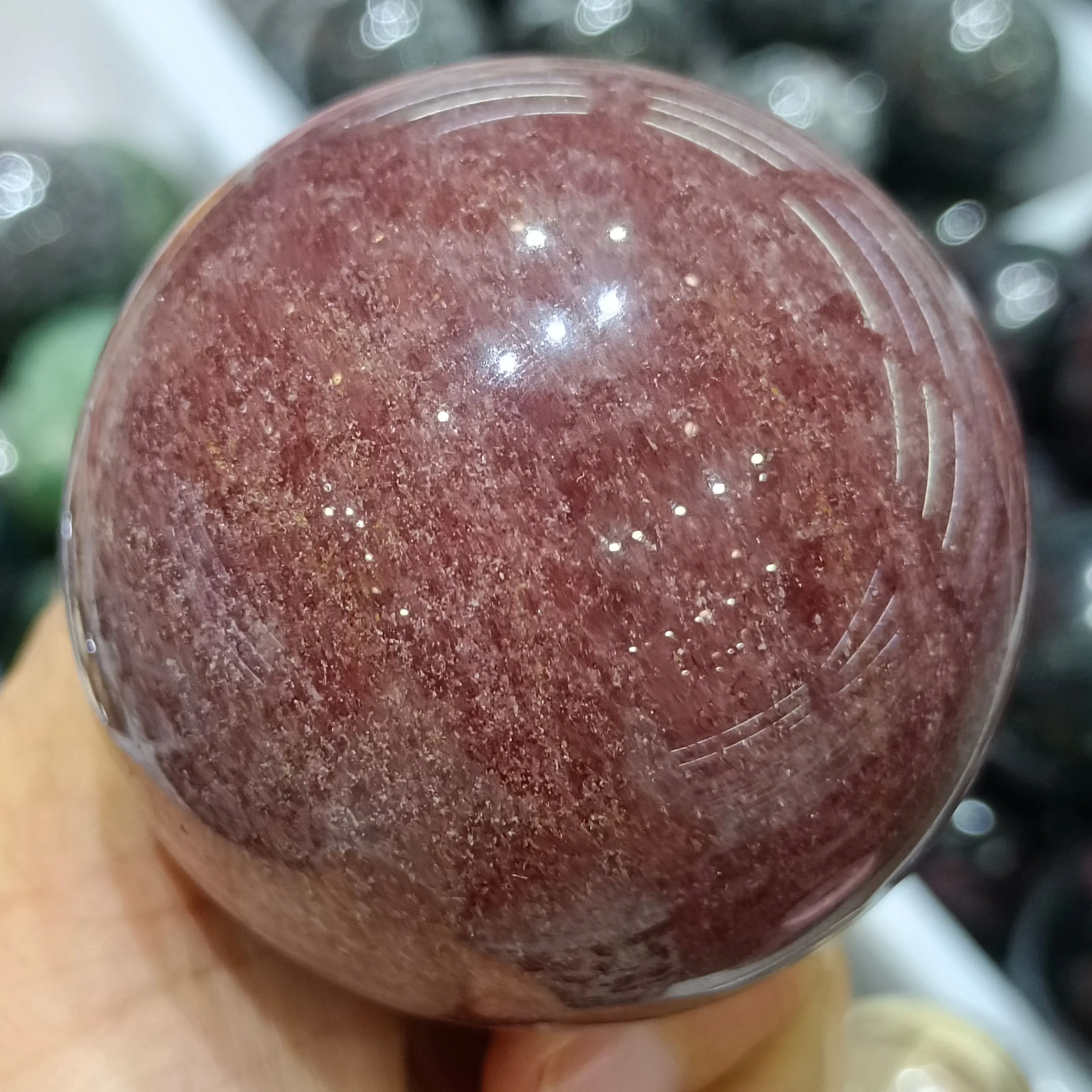 

Natural Pink Strawberry Stone Quartz Crystal Ball Mineral Specimen Healing Home Degaussing Decoration Energy Meditation Gem