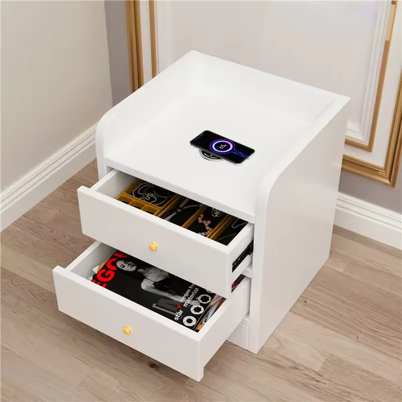 

Modern mobile phone wireless charging night stand bedside table charger inside with wireless charging